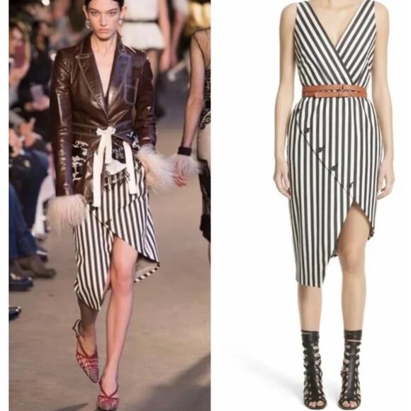 ALTUZARRA Sleeveless Asymmetric Mixed-Stripe Dress - Picture 1 of 5